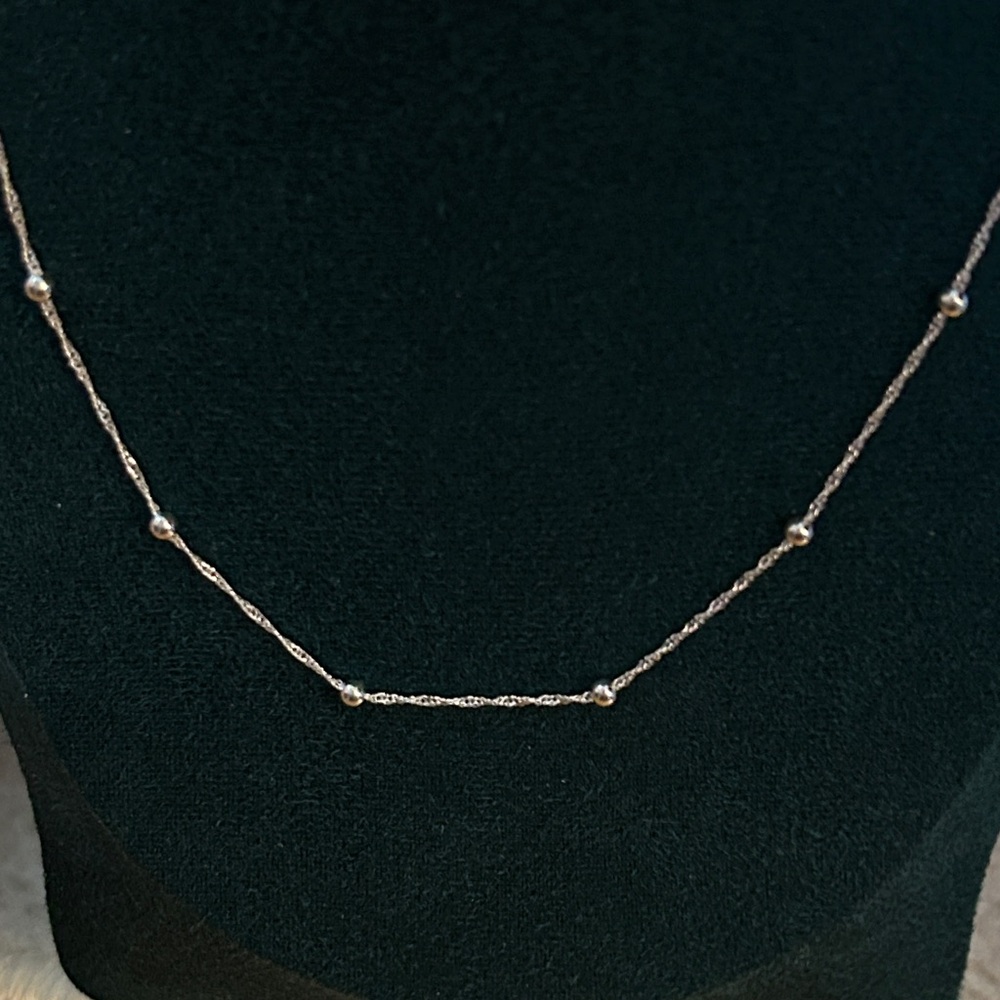 925 Sterling‎ Silver Beaded twisted layering Necklace 20 inch
